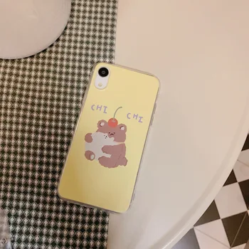 2021 Módne Mäkké Žlté Cartoon Zvierat Medveď puzdro pre iPhone 11