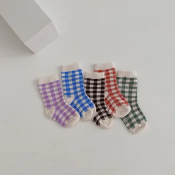 Jar Nové Baby Ponožky 5 Párov/veľa Geometrické Baby chlapci a Dievčatá Socking Stredná Dĺžka