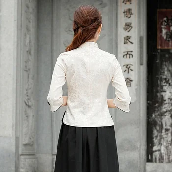 Tradičná Čínska Tričko 2019 Top Ženy Jar Cheongsam Qipao orientálnou Oblečenie Retro Vintage Dámy Čínsky Topy FF1827