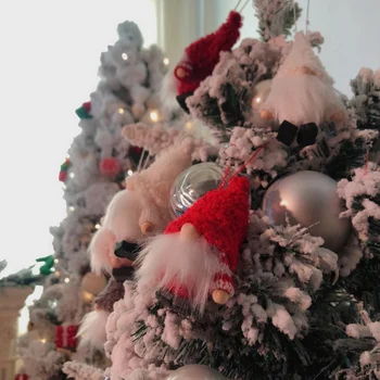 Vlna Biele Fúzy Anonymný Bábiky Prívesok Ozdoby, Vianočné Dekorácie, Závesné Prívesky Pletené Bábika Dekorácie Vianoce Gifts2020