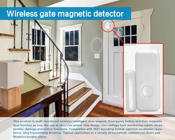 GauTone 433MHz Senzor Dverí Bezdrôtovú Domácu pre Poplachový Systém App Oznámenia Upozornenia Okno, Senzor Detektora
