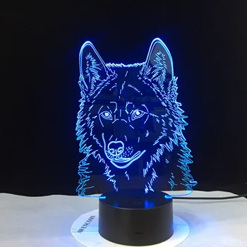 3D Zvierat Wolfs Hlavu stolná Lampa LED USB Tvorivé Dieťa Spať v Noci Svetlo Nočné Svietidlo Spálňa Decor Deti Darčeky