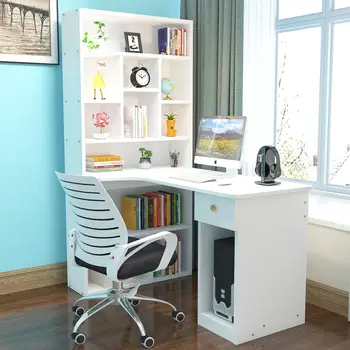 Rohový písací stôl s regálové počítač, písací stôl ploche desk skrinka zmes jednoduchých študent, písací stôl, bez stoličky