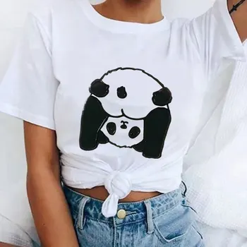 Panda Kawaii Nové Módne Veľké Veľkosti Voľné Bežné Krátke Sleeve T-Shirt Žena Letné Topy Tees Harajuku Cartoon T-Shirt