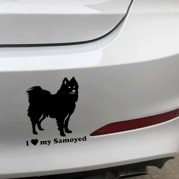 Polepy áut I Love My Samoyed PVC Auto Dekorácie Príslušenstvo Obtlačky Tvorivé chranenim, Čierna/biela,15 cm*13 cm