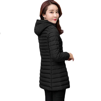 V zime Teplá Bavlnená Bunda ženy Stredného veku kórejský Bežné Dlho Nadol bavlna Bundy Plus veľkosť Žien Tenké Kapucňou Parkas 6XL F922