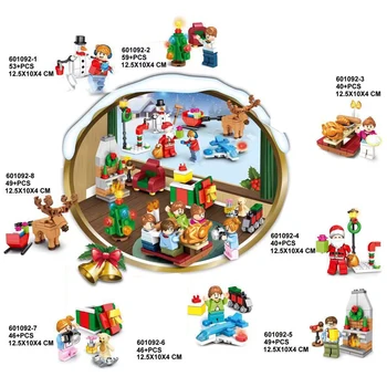 Sembo 601091 Vzdelávacie Stavebné Bloky, Hračky Pre Deti 6Years DIY Súčasnosti Veselé Vianočné Tému Dar Santa Claus Los Malé Tehla