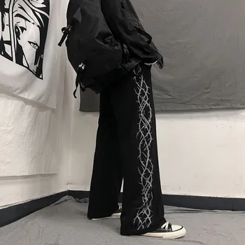 2020 Jar Jeseň Harajuku štýl hip hop trakmi, voľné bežné širokú nohu nohavice pre Páry mužov a žien Safari Štýl nohavice