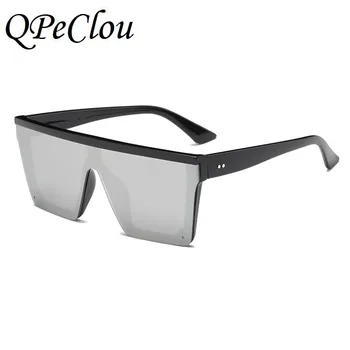 QPeClou Nadrozmerné Námestie Zrkadlo Slnečné Okuliare Ženy, Muži, Jeden Kus Flat Top Slnečné Okuliare Pre Ženy Móda Veľké Značky Dizajnér Oculos