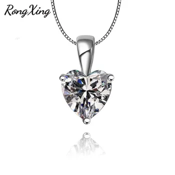 RongXing Biela AAA Zirkón Srdce Prívesok Náhrdelníky Pre Ženy, Strieborná Farba Módne Šperky, Zásnubné Náhrdelník HP051