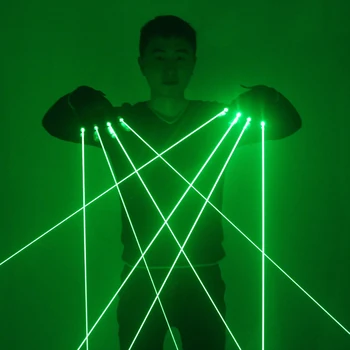 Zelený Laser Rukavice Laser flash prst, Zdobiť LED Robot Vyhovovali Žiariace Šaty Bar Strany Hudobný Festival Live Atmosfére Rekvizity