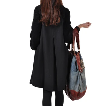 Ženy Coats Žena Bundy Zimné 2020 Bežné Vintage Plášť Plus Veľkosť Jeseň Outwears Teplé Čierne Pevné Dlhá Srsť Casaco Feminino