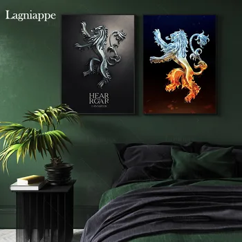 DOSTAL Targaryen Stark Lannister dom logo 2019 Domov, Deti, obývacia Izba, Spálňa Decor Tlače, Plagát, Obraz, Maľba na Stenu Umelecké Plátno