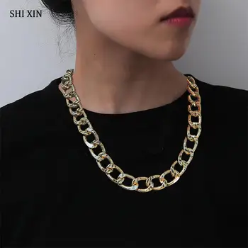 SHIXIN Hip Hop Hrubé Reťazí Náhrdelník na Krku Egirl Šperky Punk Leopard Tlač Robustný Krátke Choker Náhrdelník pre Ženy/Muži