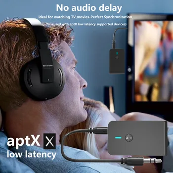 3,5 mm RCA AUX Stereo Audio Adaptér Bezdrôtovej Bluetooth 5.0 Vysielač, Prijímač pre Nízku Latenciu Dual Link na Auto TV Doma Stereo