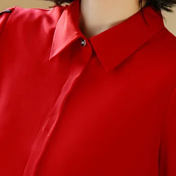Luk Tričko Ženy 2020 Jar Dlhý Rukáv Fashion Šifón Bežné Temperament Biele Blúzky Office Dámy Práce Topy Červená