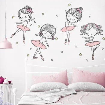 [shijuekongjian] Karikatúra Holka Bubliny Samolepky na Stenu DIY Balet Tanečníkov nástenná maľba Obtlačky pre Dom Deti Izby Baby Spálne Dekorácie