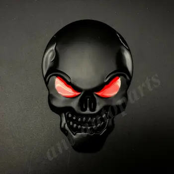3D Big Black Metal Lebky Kostra Zlo Kosti Auto Znak, Odznak Odtlačkový Nálepky