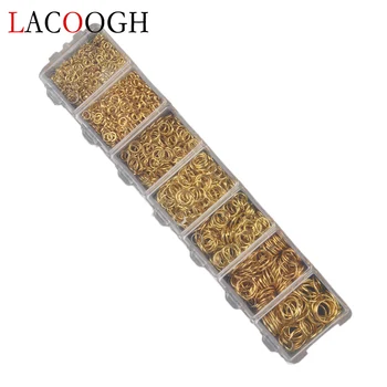 Lacoogh 1450pc/Set Skok Krúžky Multi Farby Mix Veľkosť Otvoriť Skok Krúžok Striebra, Zlata Farba Odkaz Slučky Pre DIY Šperky Zistenia Konektor