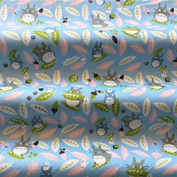 Bavlna viaPhil Značky Blue Grey Totoro Zvierat Potlačené Tkaniny Živočíšneho Textílie Patchwork Handričkou Šaty Domova