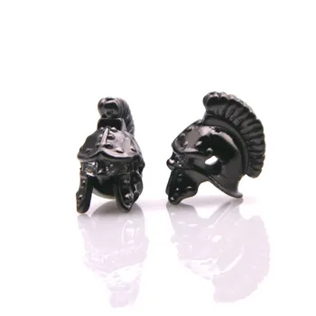 Micro Pave Zirkón Black Rímsky Bojovník Gladiator Prilba Korálky Dištančné Perličiek Kovové Prívesky pre DIY Šperky Robiť 15*8 MM