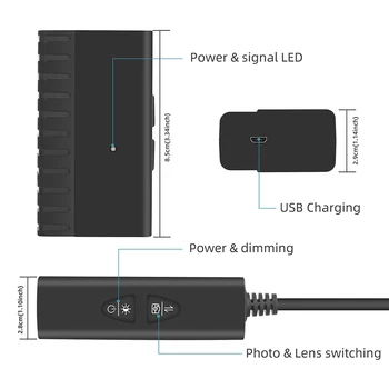 8 MM Dual Kamera, Bezdrôtové Endoskopu 2.0 MP, WiFi, Inšpekčné Kamery IP67 Had Rúry Fotoaparát s 6 Led pre IOS Huawei Samsung