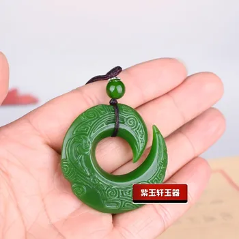 Móda Green Jade jade Dragon Prívesok Náhrdelník Šperky Čínsky Ručne Vyrezávané Relaxovať Uzdravenie Ženy Muž Šťastie Darček Zadarmo Lano