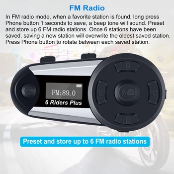 Fodsports 2ks V6 Plus Prilba Intercom Motocyklové Prilby, Slúchadlá Bezdrôtové Bluetooth 6 Jazdcov 1200M BT palubného telefónu FM LED