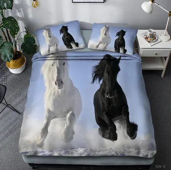 Jesenné A Zimné Zvierat Kôň Série Vzor Digitálna Tlač Tri-kus Dva-dielna posteľná bielizeň jednolôžko dvojlôžko Nastaviť