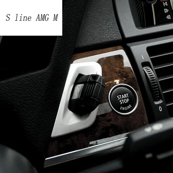 Auto Styling uhlíkových Vlákien Otvor dekoratívne krúžok Kľúč Zapaľovania Zamknúť Panel Pokrýva Výbava Nálepky Na BMW X5 X6 E70 E71 Príslušenstvo