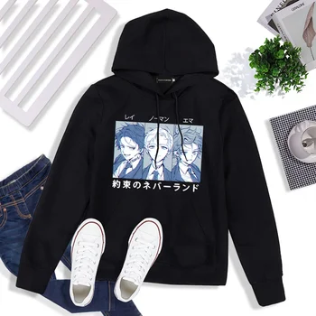 Harajuku Zasľúbenej krajiny nekrajiny Unisex Hoodies Japonské Anime Norman Ray Vytlačené Žien s Kapucňou, Streetwear Bežné Mikiny
