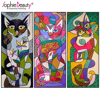 Sophie Krásy Nové Diy Diamond Maľovanie Cross Stitch Kreslených Mačka Remeselníci Výšivky Súbor Umeleckých Remesiel Šitie, Vyšívanie, Mozaiky Auta