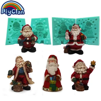 3D Vianočné Santa Claus silikónové formy Nové ručné ílu polyméru sviečka formy sviečka tvar mydla forme dekoratívne nástroje vianočný darček