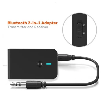 5.0 Bluetooth Vysielač AptX Nízku latenciu Prijímač 2 V 1 Audio Adaptér Bezdrôtovej siete Pre Automobilovú TV PC Reproduktor, konektor pre Slúchadlá 3,5 MM Aux Jack