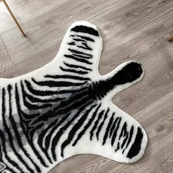 Nordic imitácia Zebra vzor Koberec faux koža NonSlip Protišmykové Rohože umývateľný Zviera tlače Koberec pre obývacia izba, spálňa