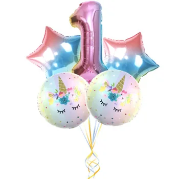5 ks/set Krásne Spádové Kolo Star Jednorožec Strany Ballon 32 Palcov Počet Baloon Narodeniny, Party Dekorácie Dodávky