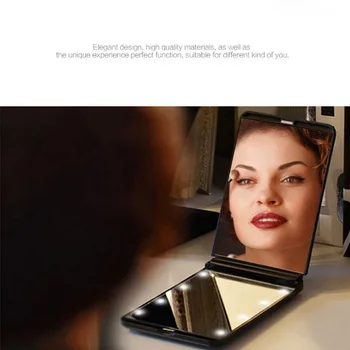 Obojstranná Skladacia Zrkadlo na líčenie s LED Svetlom Prenosné Obdĺžnikové Zrkadlo Praktické Ľahko Priniesť Krásy make-up Zrkadlo Nástroj