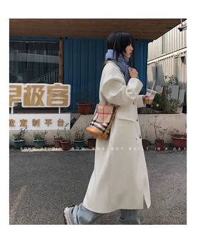 2019 jeseň / Zima Nové kórejská verzia voľné vlny kabát ženy v Dlhodobom Lenivý Vetra, Tenká Syn Kabát žena