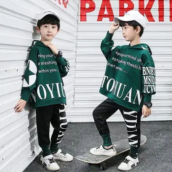 IN HOT Baby chlapci oblečenie sady 4-13 rokov, na jar a na jeseň 2-ks-sady kórejský športový oblek Voľné bežné tlačené písmená