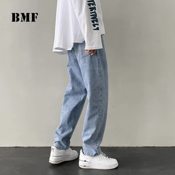 Kórejský Módne Bežné Rovnou Nôh Džínsy Mužov Nadrozmerné Oblečenie Džínsové Nohavice Kpop Hip Hop Pár Nohavice Muž Harajuku Dna