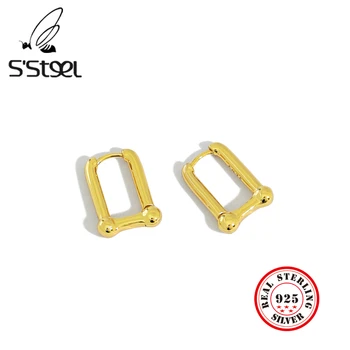 S'STEEL kórejský Náušnice 925 Sterling Silver Hoop Náušnice Pre Ženy Minimalistický U-tvarované Zlato Earings Brinco De Prata Jemné Šperky