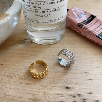 LouLeur Reálne 925 Sterling Silver Široký Reťazca Krúžky Vysokej Kvality Minimalistický Otvoriť Prstene Pre Ženy Módne Luxusné Jemné Šperky Dary