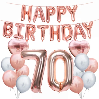 Amawill 70. Narodeniny, Party Dekorácie Dospelých Rose Gold Happy Birthday Fóliový Balón 70 Rokov Výročie Party Dodávky 75D