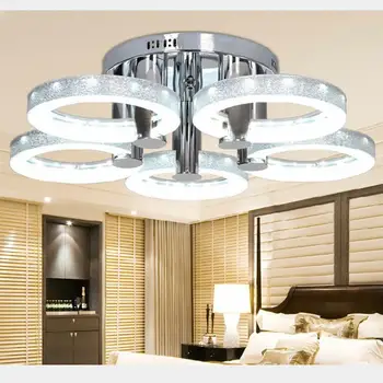 Predaj Päť krúžok high-power led Lustre obývacia izba 90W luster akryl Biela/Teplá svetla droplight led prívesok lesk