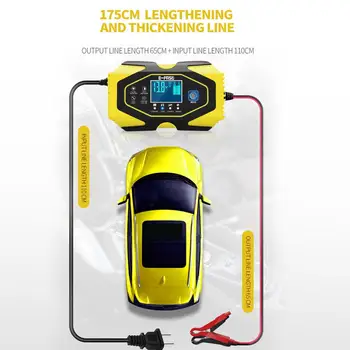 12V-24V 6A Automatické Auto Nabíjačka Rýchle Nabíjanie Olovených Batérií Digitálny LCD Displej