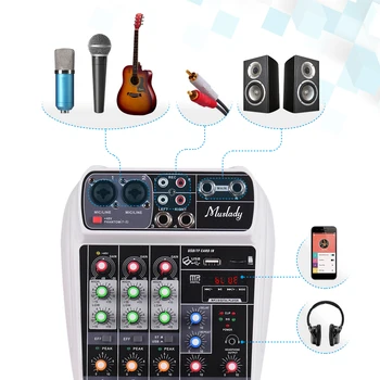 Muslady AI-4 Kompaktný Miešanie Konzoly, Digitálne Audio Mixer 4-Kanál BT MP3, USB Vstup +48V Phantom Power pre Nahrávanie Hudby