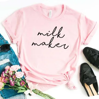 Mlieko maker Tlač Ženy tričko Bavlna Lumbálna Funny t-shirt Dar Pani Yong Dievča Top Tee Kvapka Loď ZY-358