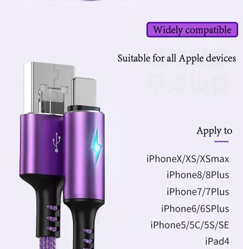 Pre IPhonex / XS / XSmax IPhone7 / 7Plus IPad4 IPhone5 / 5C / 5S / SE Rýchle Nabíjanie Údajov, Nabíjačka, USB Kábel Auto Príslušenstvo