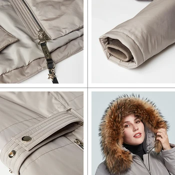 Astrid 2020 Nové Zimné Žien kabát ženy, dlhá teplá vetrovka módna Bunda s mývala kožušiny hood veľkých rozmerov ženské oblečenie 3570