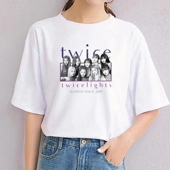 Kórejský Kpop DVAKRÁT World Tour Tričko Ženy Kpop DVAKRÁT Twicelights Koncert T-shirt Harajuku Streetwear Letné Tee Topy Dropship